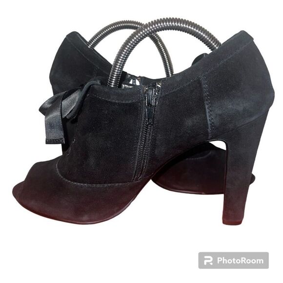 Women's Preview International Black Suede 4.25" Heels Lace Up Size 10 - Picture 3 of 4